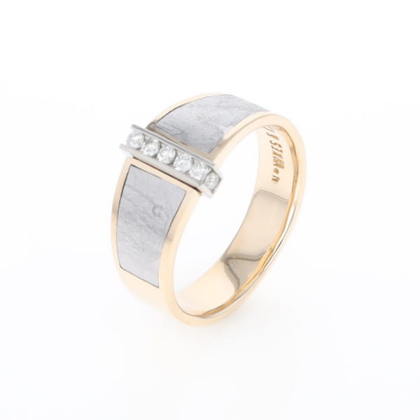 Meteorite Ring Double Sided Inlaid with .19ctw Round Diamonds