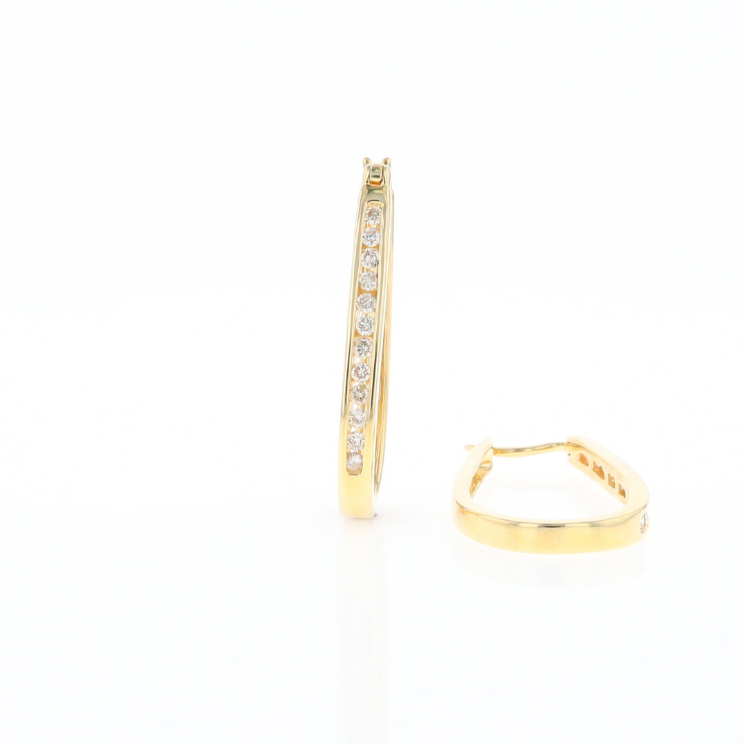 U-Shaped Channel Set Diamond Hoop Earrings