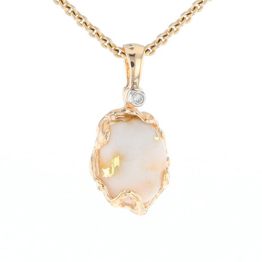 Gold Quartz Free Form Pendant