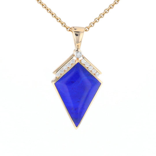 Lapis Kit Shaped Inlaid Pendant with 0.19ctw Diamonds