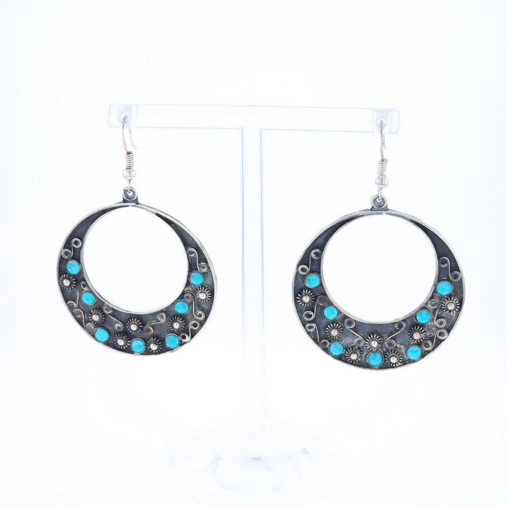 Floral Chrysocolla Hoop Earrings