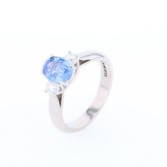 Ceylon Sapphire Three-Stone Trellis Ring