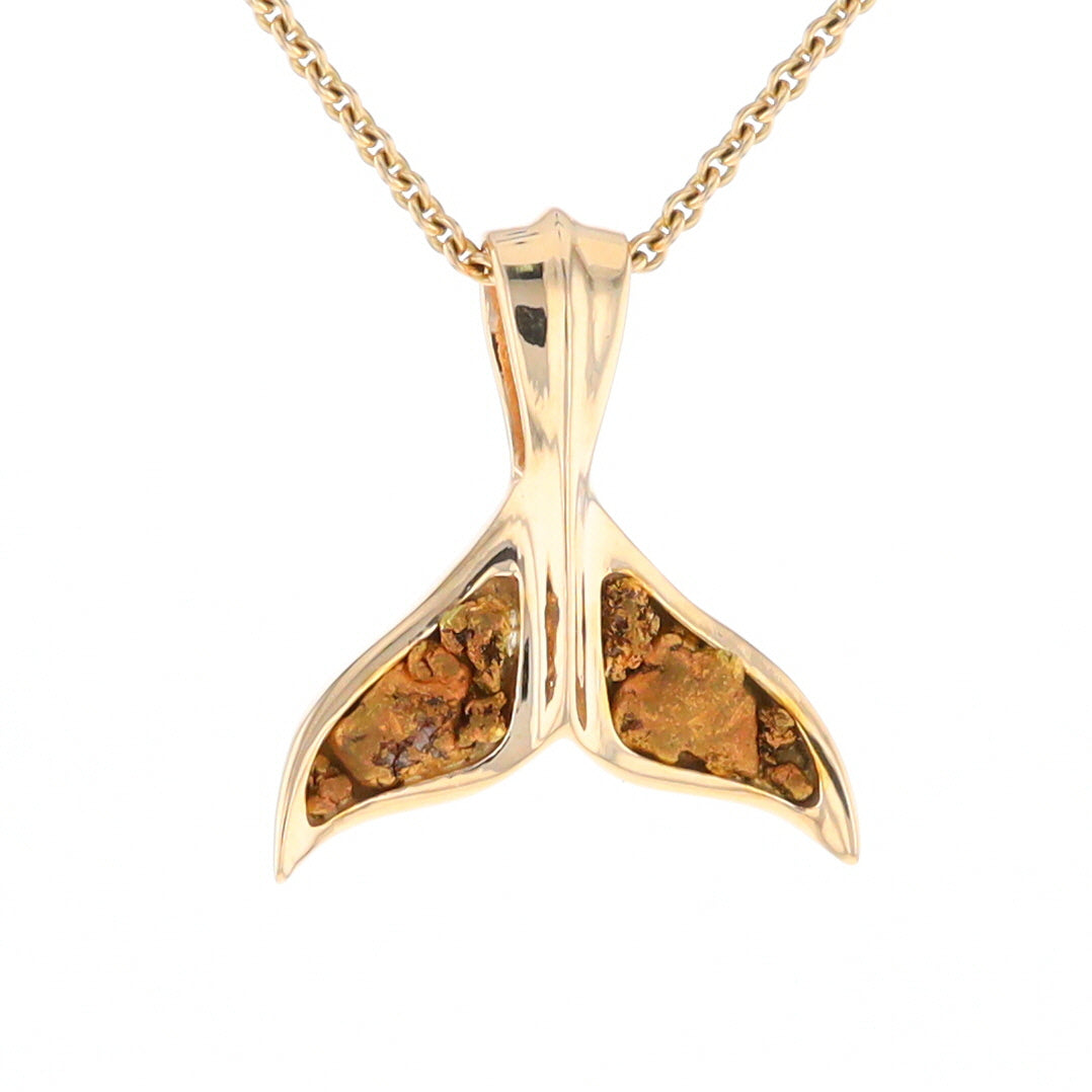 Whale Tail Necklaces Double Natural Nuggets Inlaid Sea Life Pendant