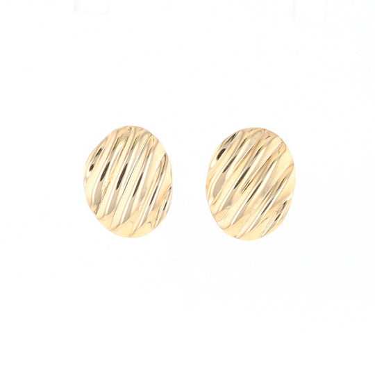 Gold Scorred Disc Stud Earrings