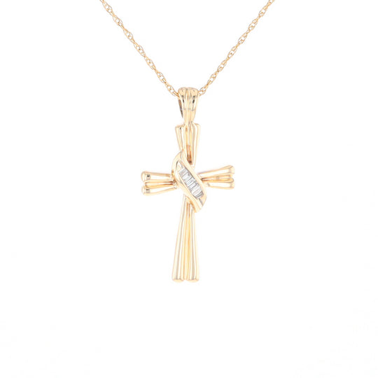 Diamond Crossover Ribbon Cross Pendant