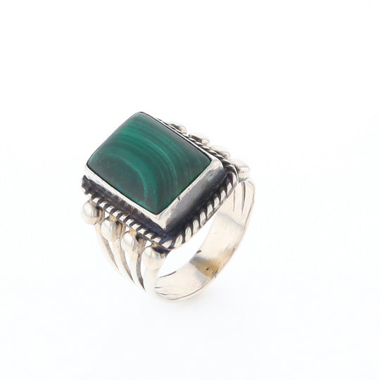 Native Rectangle Malachite Ring