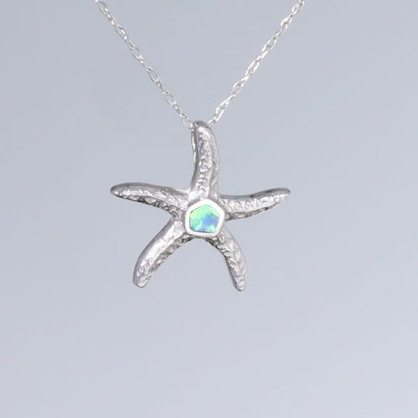 Opal Pendant Inlaid Realistic Star Fish Design