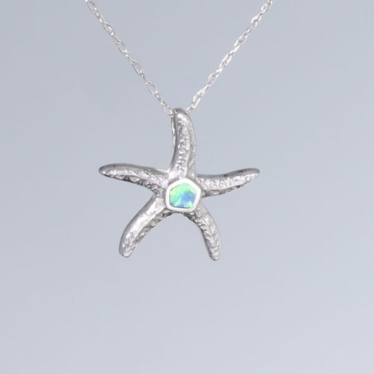 Opal Pendant Inlaid Realistic Star Fish Design