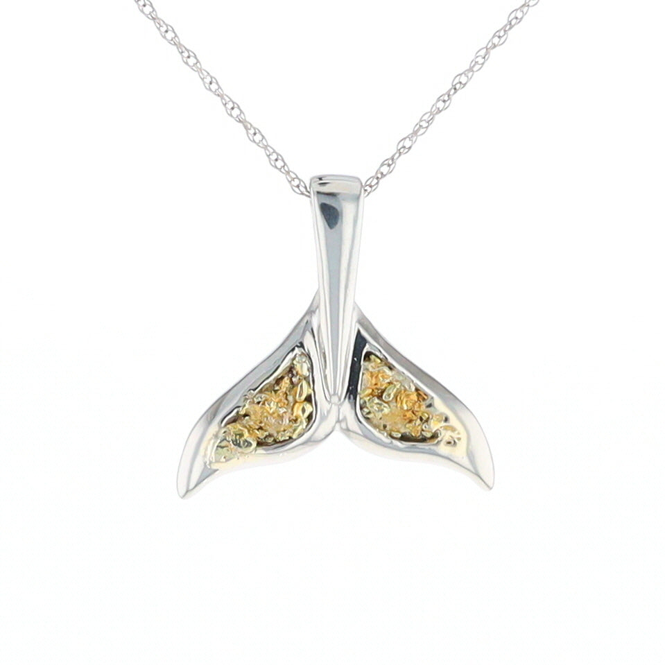 Whale Tail Necklaces Natural Nuggets Double Inlaid Sea Life Pendant