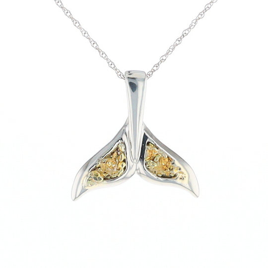 Whale Tail Necklaces Natural Nuggets Double Inlaid Sea Life Pendant