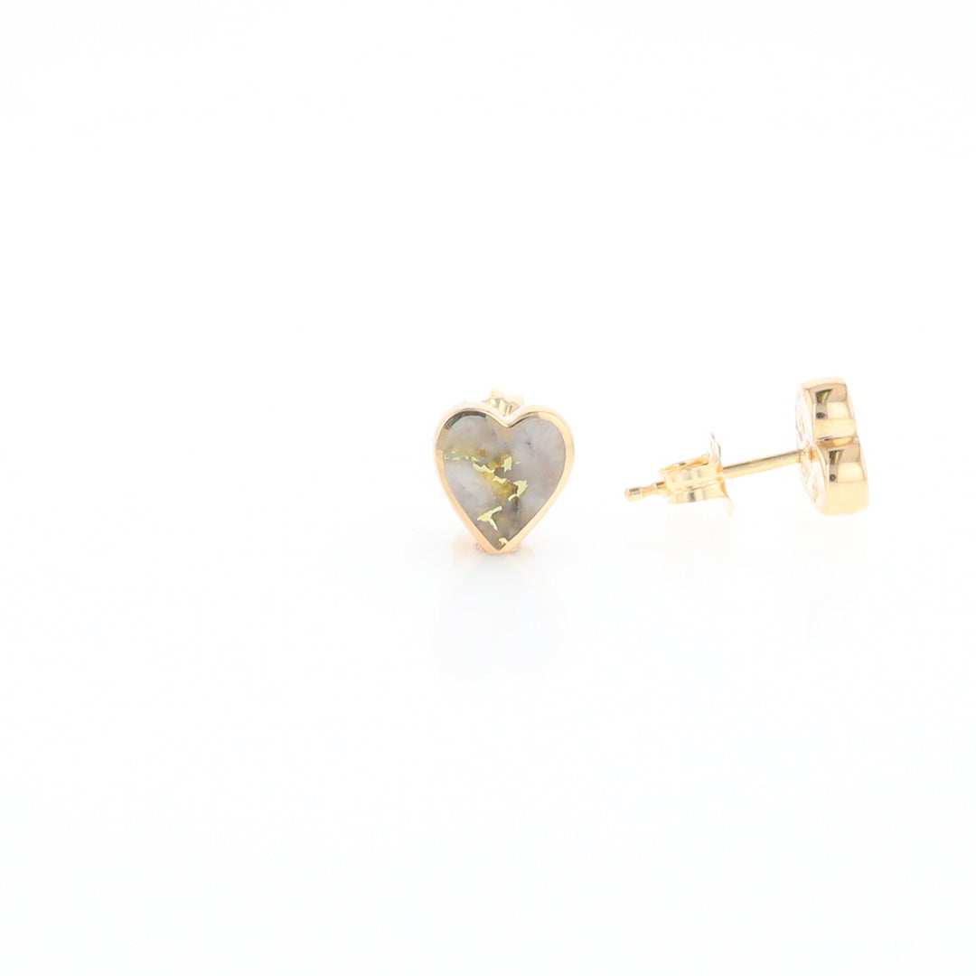 Gold Quartz Heart Stud Earrings - G2