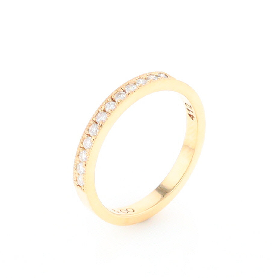 Yellow Gold Milgrain Diamond Wedding Band