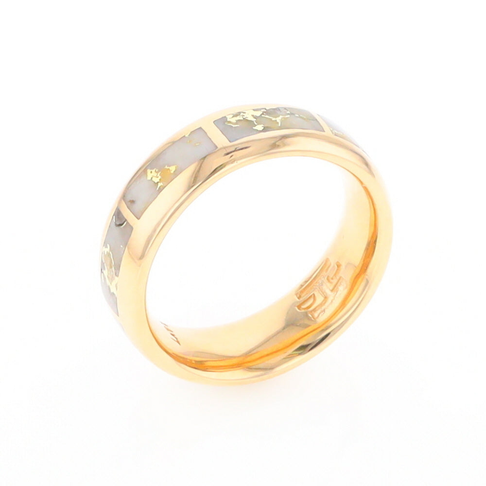 Gold Quartz Ring 8 Rectangle Section Inlaid Eternity Band