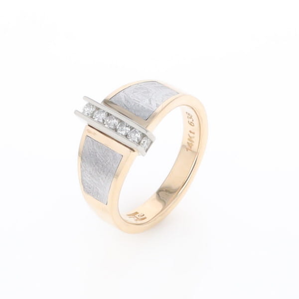 Meteorite Ring Double Sided Inlaid Design with .23ctw Diamonds