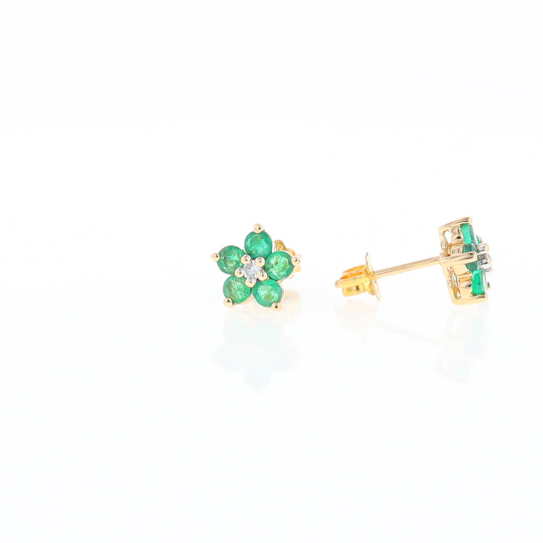 Emerald Flower Stud Earrings