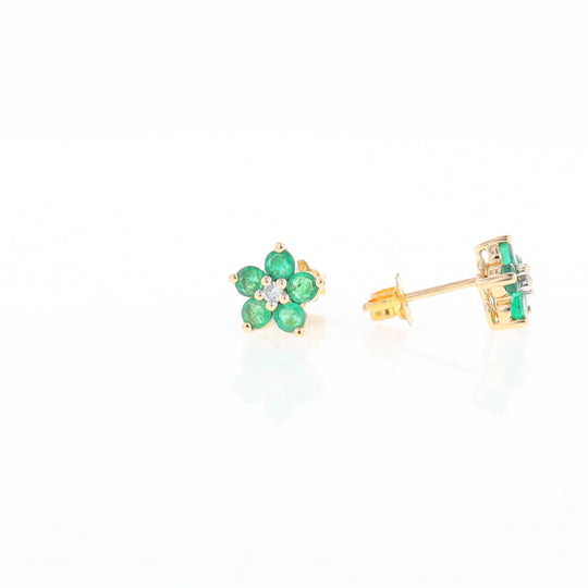 Emerald Flower Stud Earrings