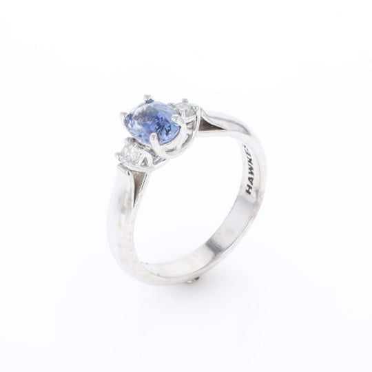 Ceylon Sapphire Three-Stone Trellis Ring