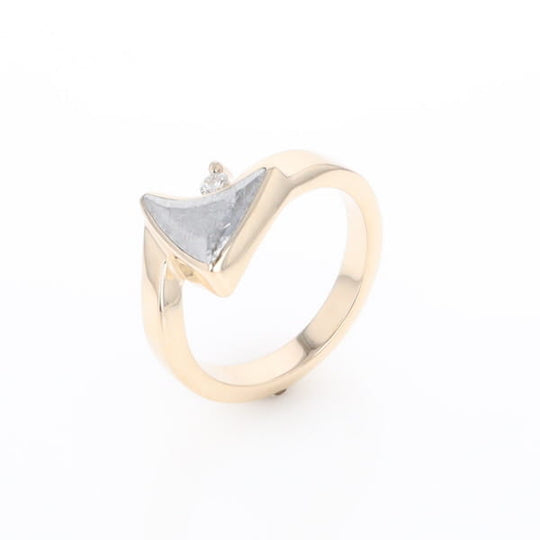 Meteorite Ring Boat Sail Inlaid Design with .04ctw Round Diamond