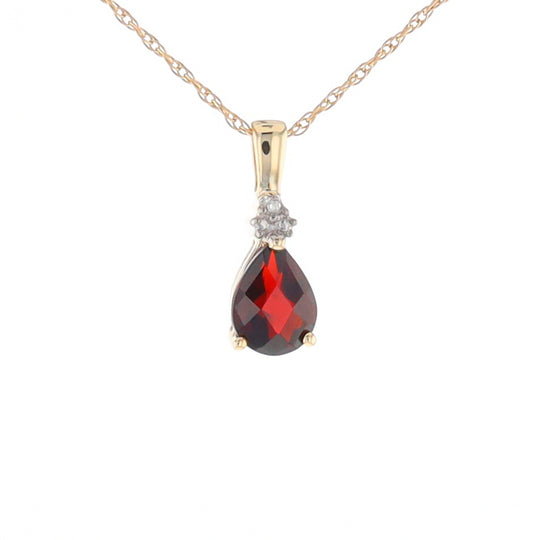 Pear Checkered Garnet Pendant