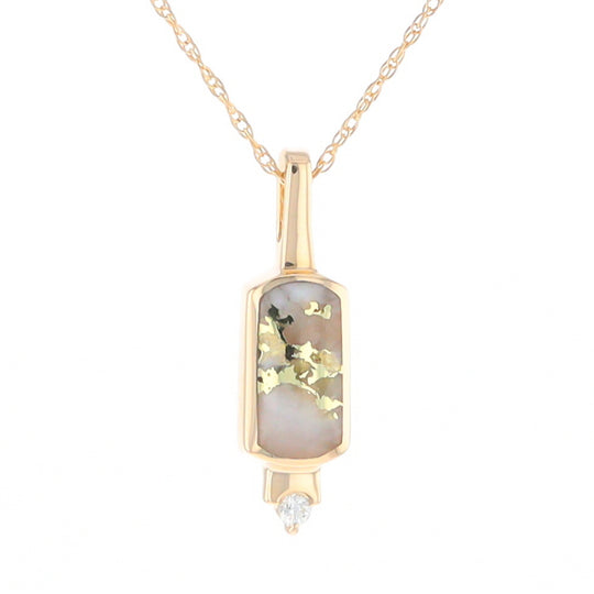 Gold Quartz Pendant with 0.04ctw Diamond Accent