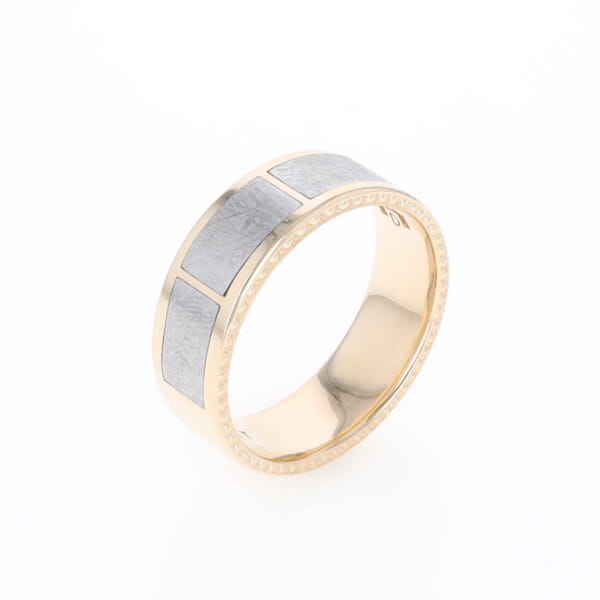 3 Section Men's Meteorite  Milgrain Topped Ring