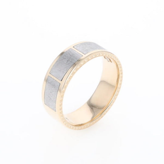 3 Section Men's Meteorite  Milgrain Topped Ring
