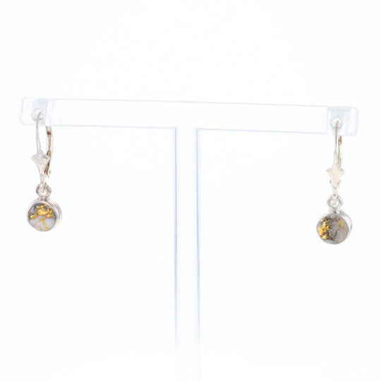 Gold Quartz Inlaid Round Bezel Earrings