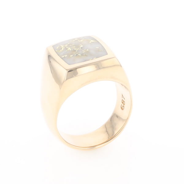 Natural Gold Quartz Men's Ring