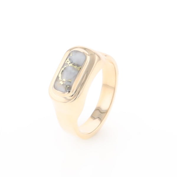 Gold Quartz Ring Oval Inlaid Design - G2