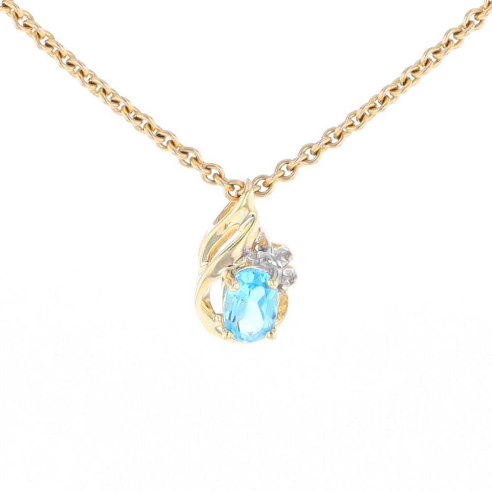 Pear Blue Topaz Diamond Pendant