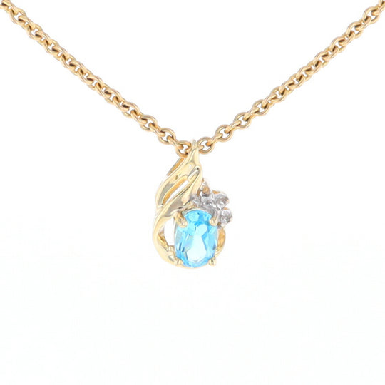 Pear Blue Topaz Diamond Pendant