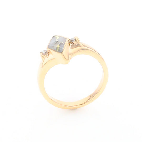 G2 Gold Quartz Ring Diamond Shape Inlaid with 0.05ctw Round Diamonds