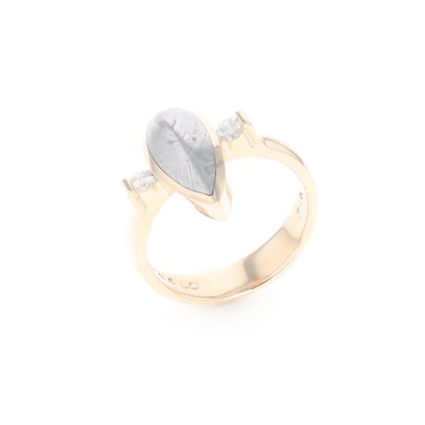 Meteorite Pear Shape Inlay Ring