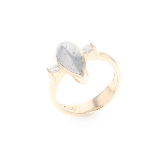 Meteorite Pear Shape Inlay Ring