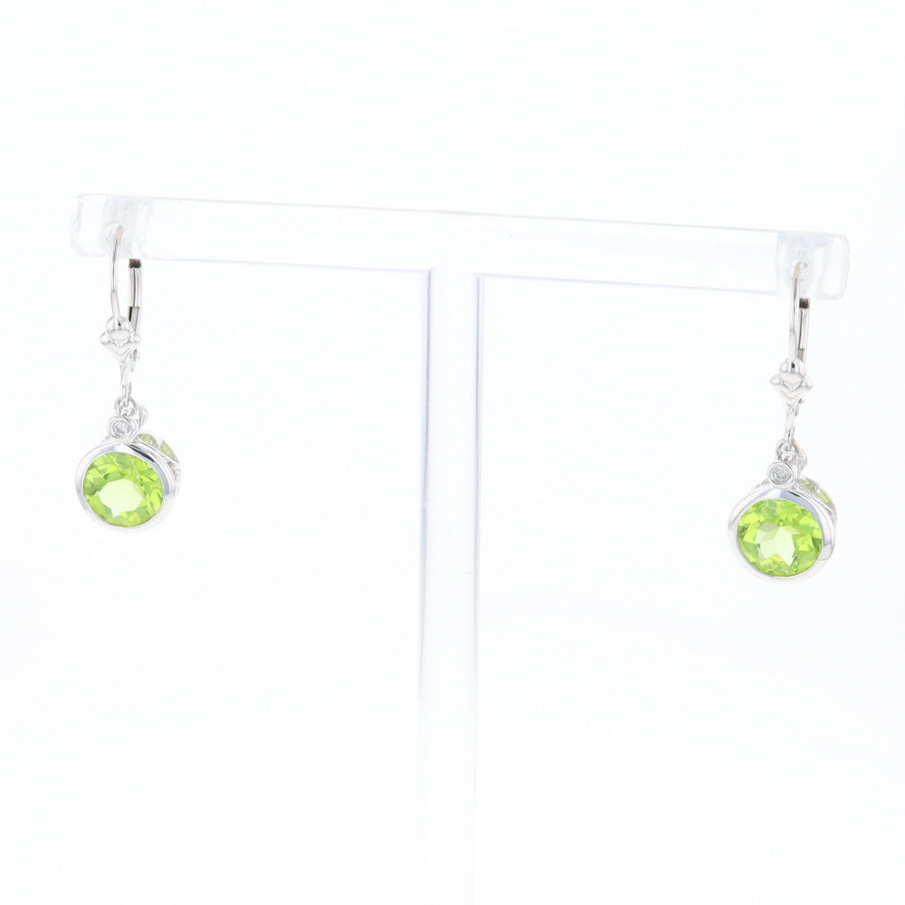 Peridot Dangle Earrings with Diamond Accents