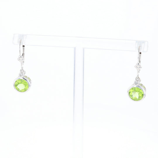 Peridot Dangle Earrings with Diamond Accents