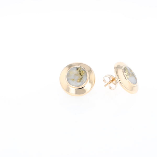 Superior Quality Gold Quartz Inlaid Circle Stud Earrings