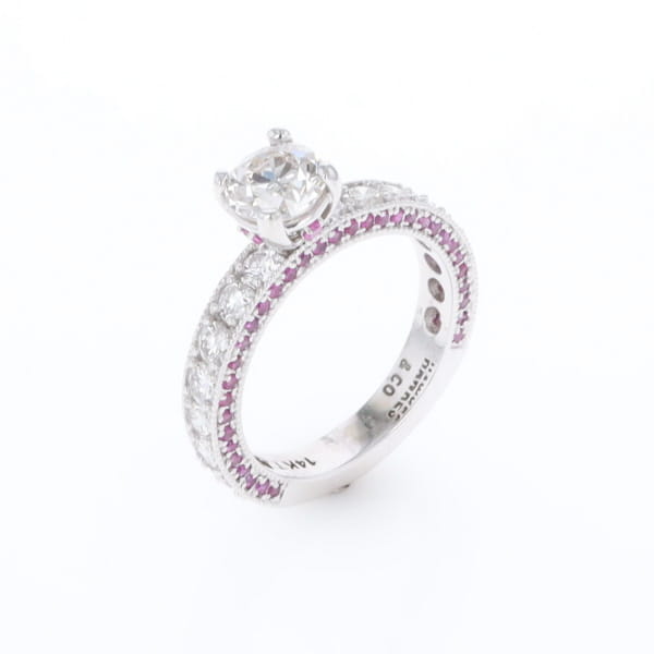 Diamond and Pink Sapphire Engagement Ring