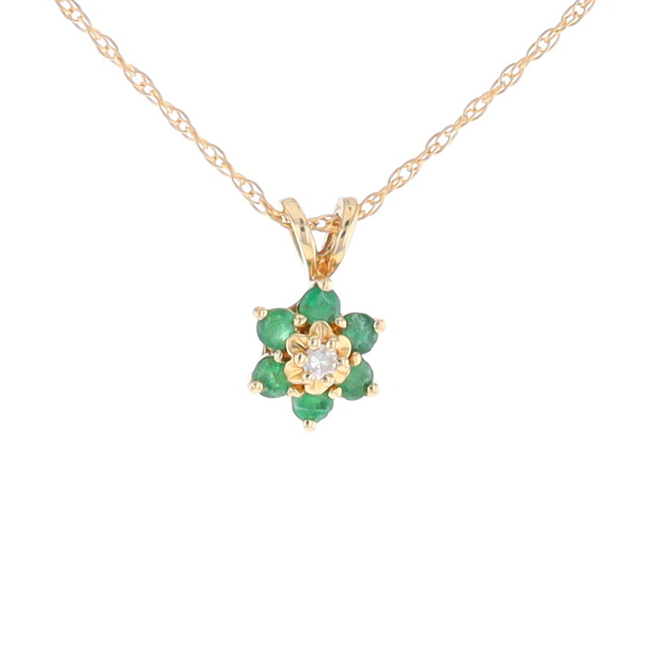 Small Emerald Flower Pendant