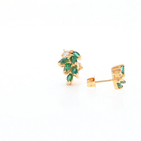 Marquise Emerald Cluster Stud Earrings