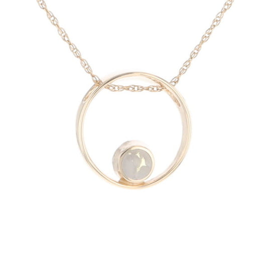 Gold Quartz Pendant Open Circle Design Round Inlay Pendant