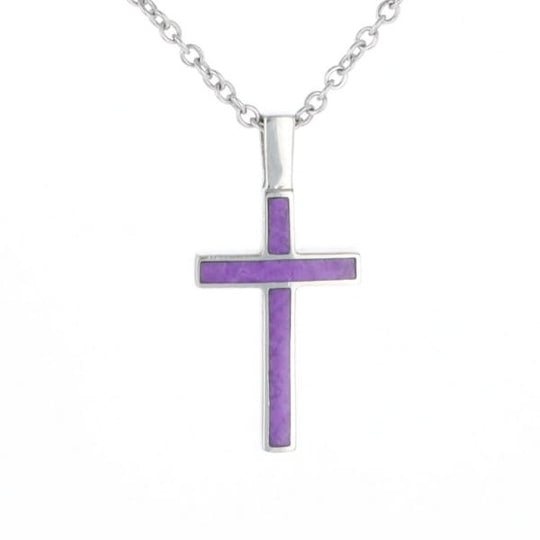 Sugilite 3 Section Inlaid Cross Pendant
