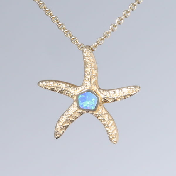 Opal Pendant Inlaid Realistic Star Fish Sea Life Design