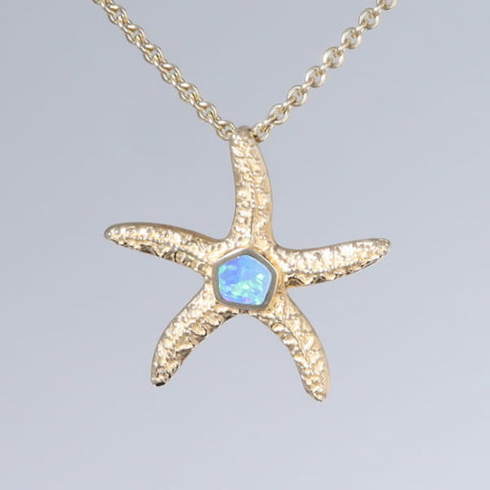 Opal Pendant Inlaid Realistic Star Fish Sea Life Design