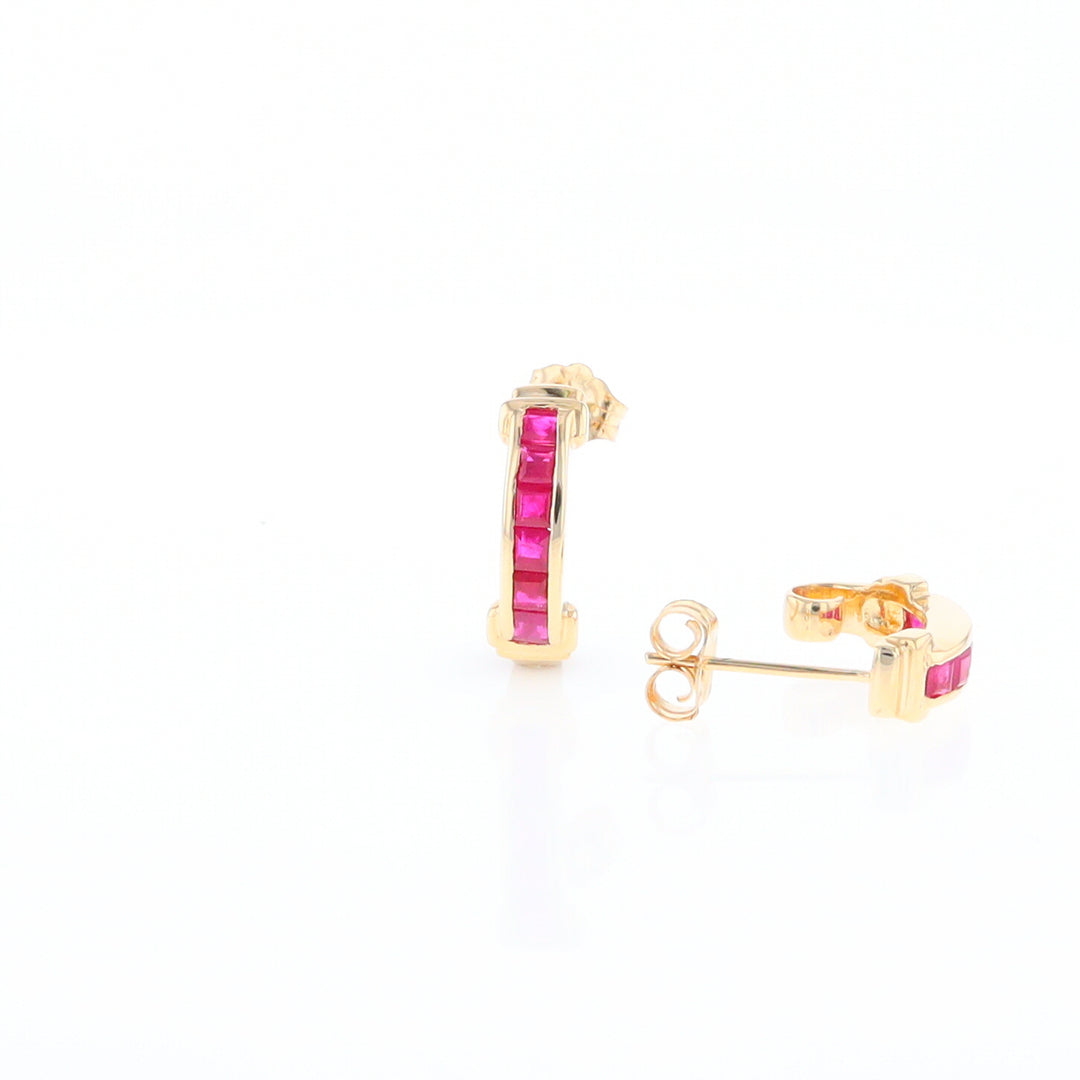 Channel Ruby Semi-Hoop Earrings