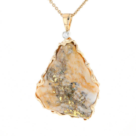 Gold Quartz Freeform Pendant (G3)