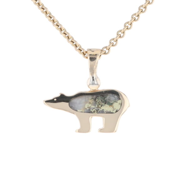 Gold Quartz Inlaid Polar Bear Pendant