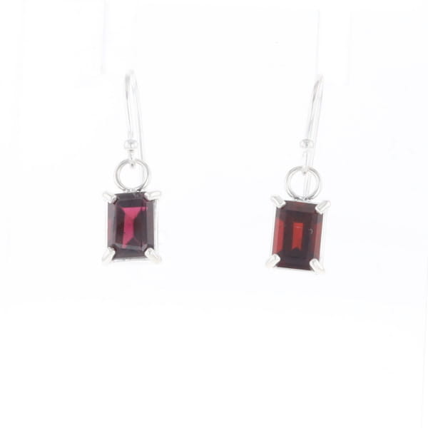 Emerald Cut Garnet Earrings