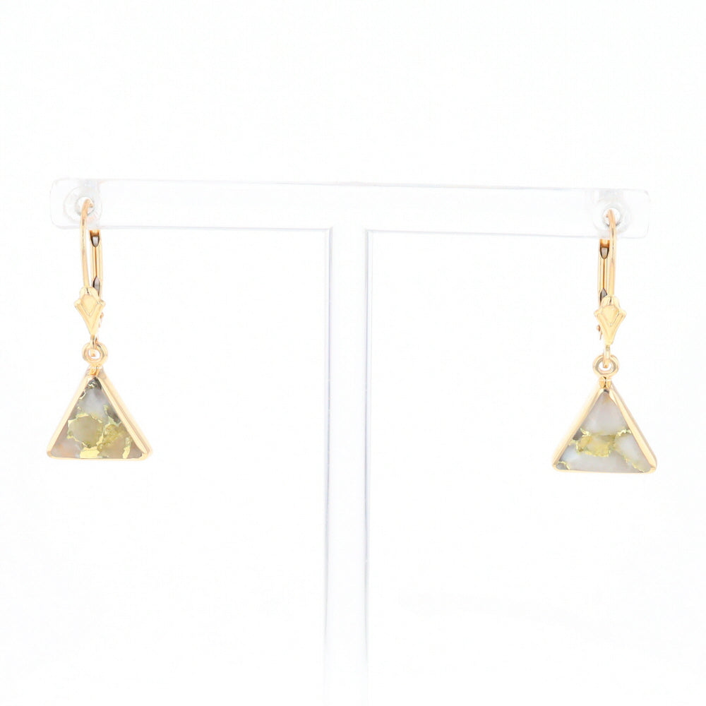 Gold Quartz Triangle Inlaid Earrings - G2