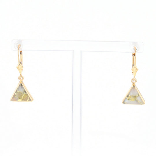 Gold Quartz Triangle Inlaid Earrings - G2